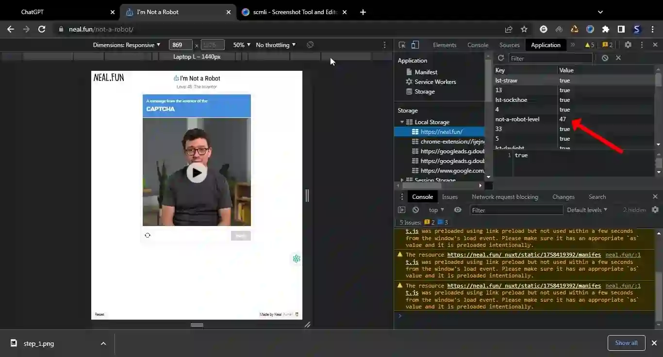 nealfun local storage not a robot level key